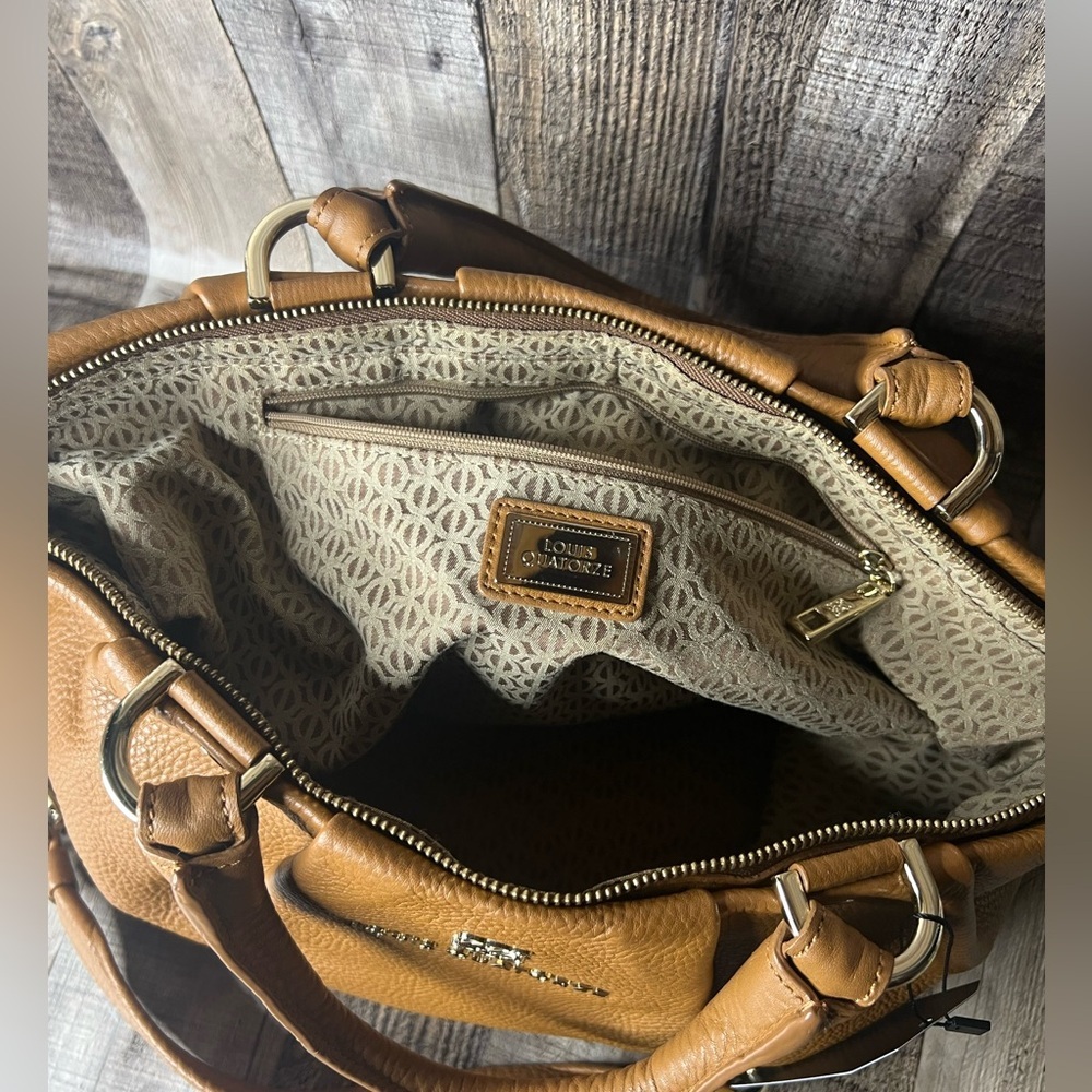 Louis Quatorze Women’s Brown Leather Satchel Shoulder Bag Crossbody Handbag - Picture 15 of 16